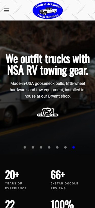 Central Arkansas Truck Outfitters mobile website built by Lingo, Bryant work truck upfitting web design